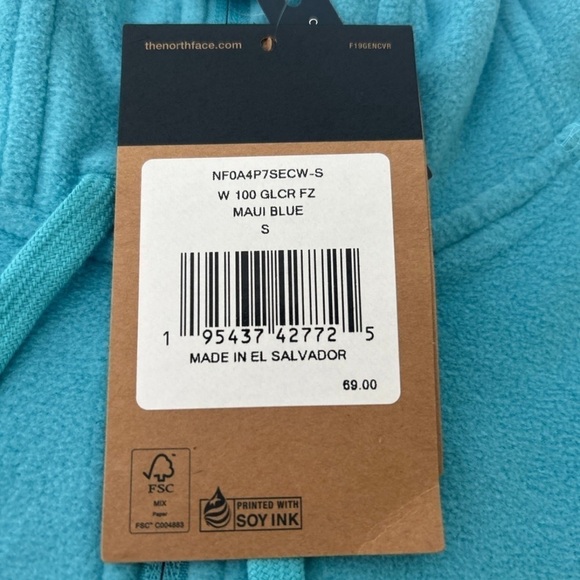 (NWT) The North Face Women's 100 Glacier Full-Zip Hoodie in Maui Blue, Small - Picture 8 of 16